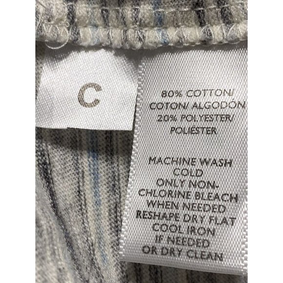 Loft Size XL White Black Gray Blue Stripes Boatneck Long Sleeve Tee - Picture 5 of 7